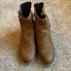 Pierre Dumas Brown Perforated Ankle Booties